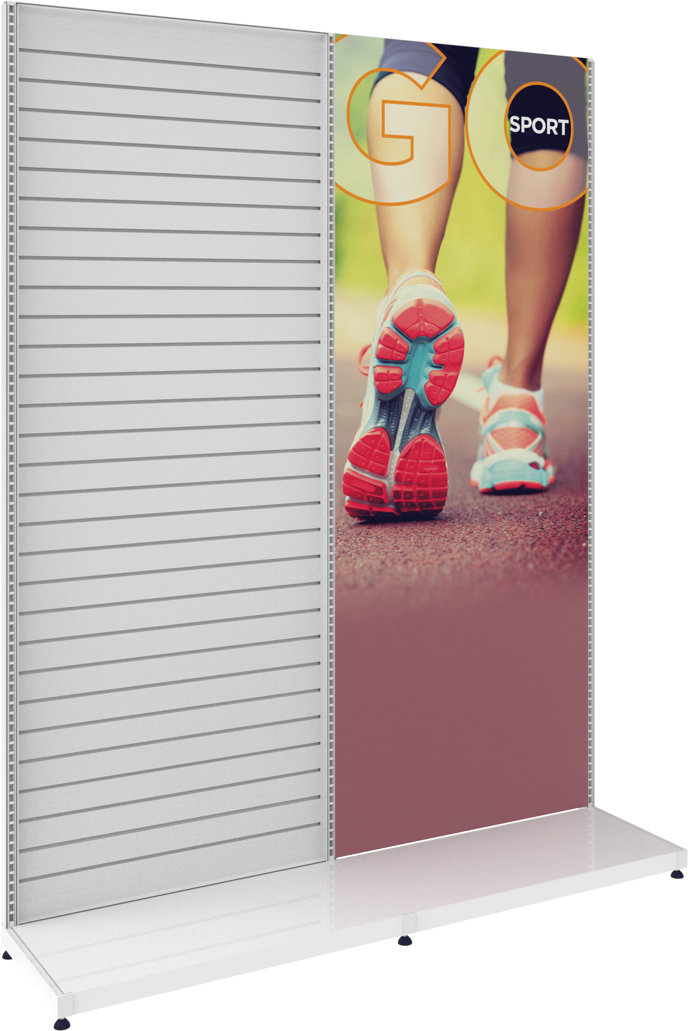 MODIFY Slatwall Stand with Graphics Panel - 74"W x 96"H - Product Display with Graphics