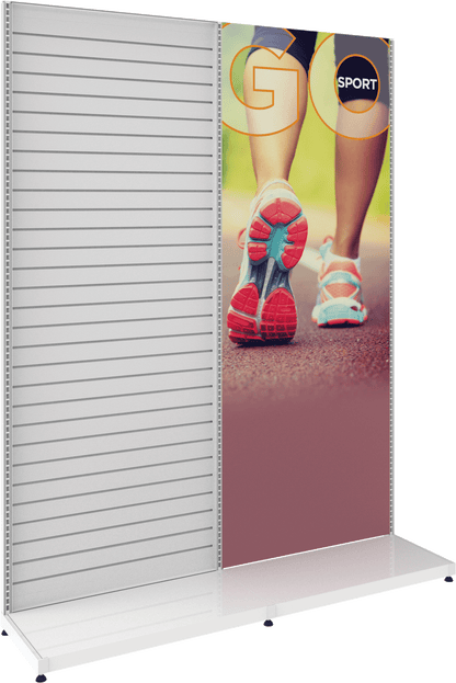 MODIFY Slatwall Stand with Graphics Panel - 74"W x 96"H - Product Display with Graphics