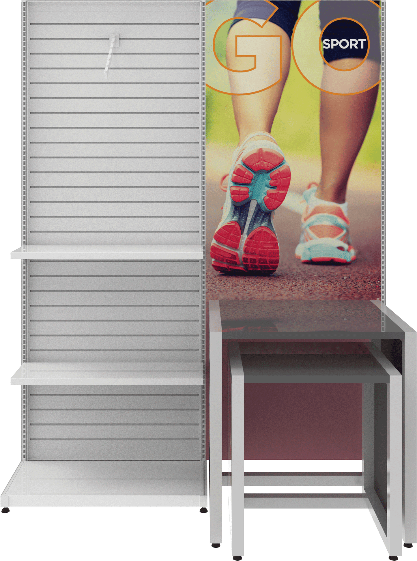 MODIFY Slatwall Stand with Graphics Panel - 74"W x 96"H - Product Display with Graphics