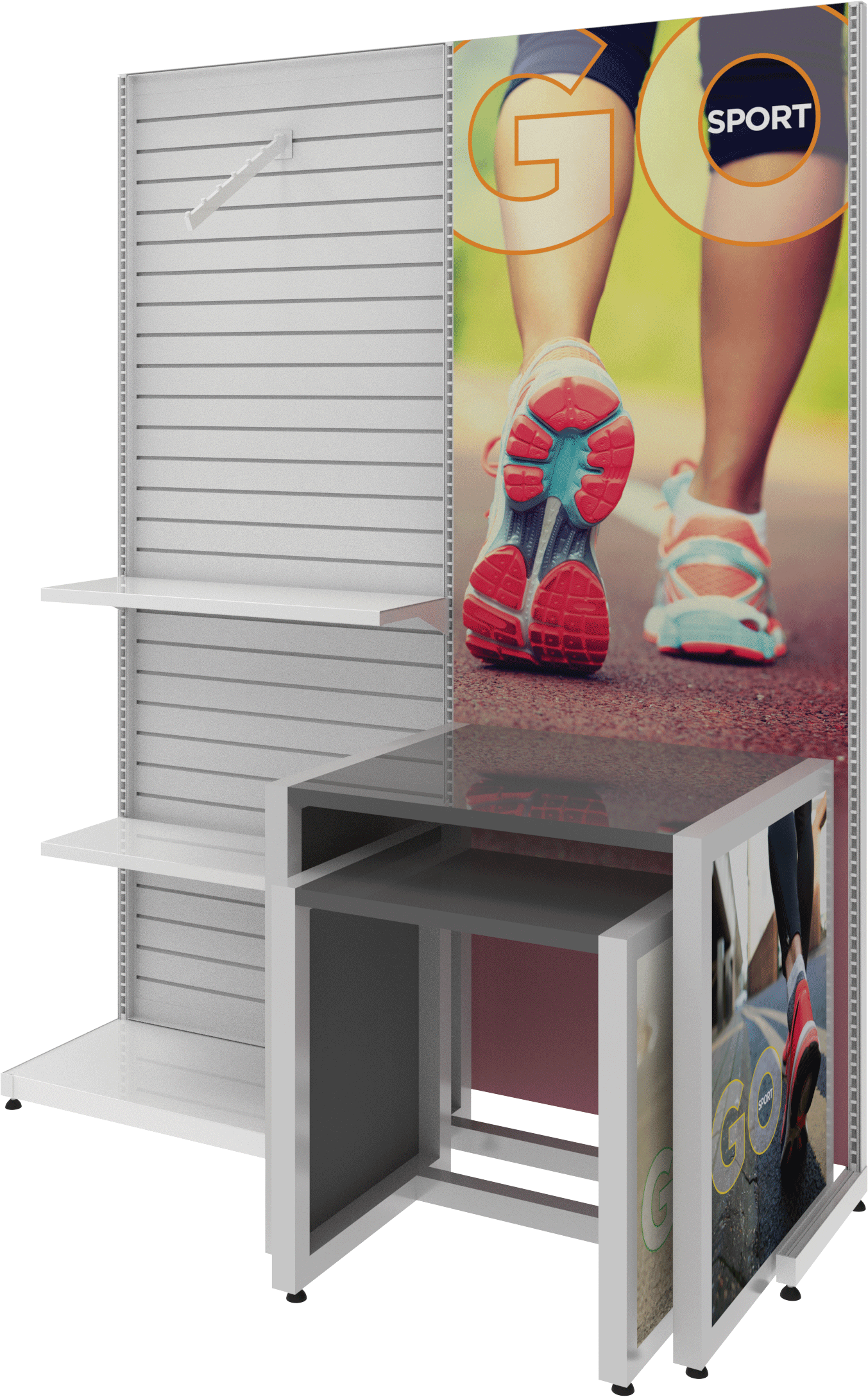 MODIFY Slatwall Stand with Graphics Panel - 74"W x 96"H - Product Display with Graphics