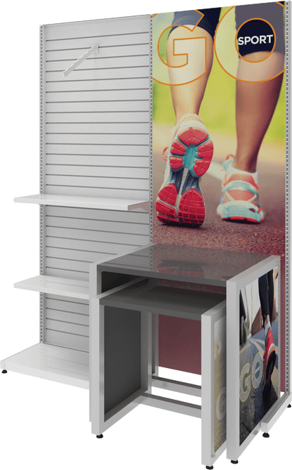 MODIFY Slatwall Stand with Graphics Panel - 74"W x 96"H - Product Display with Graphics