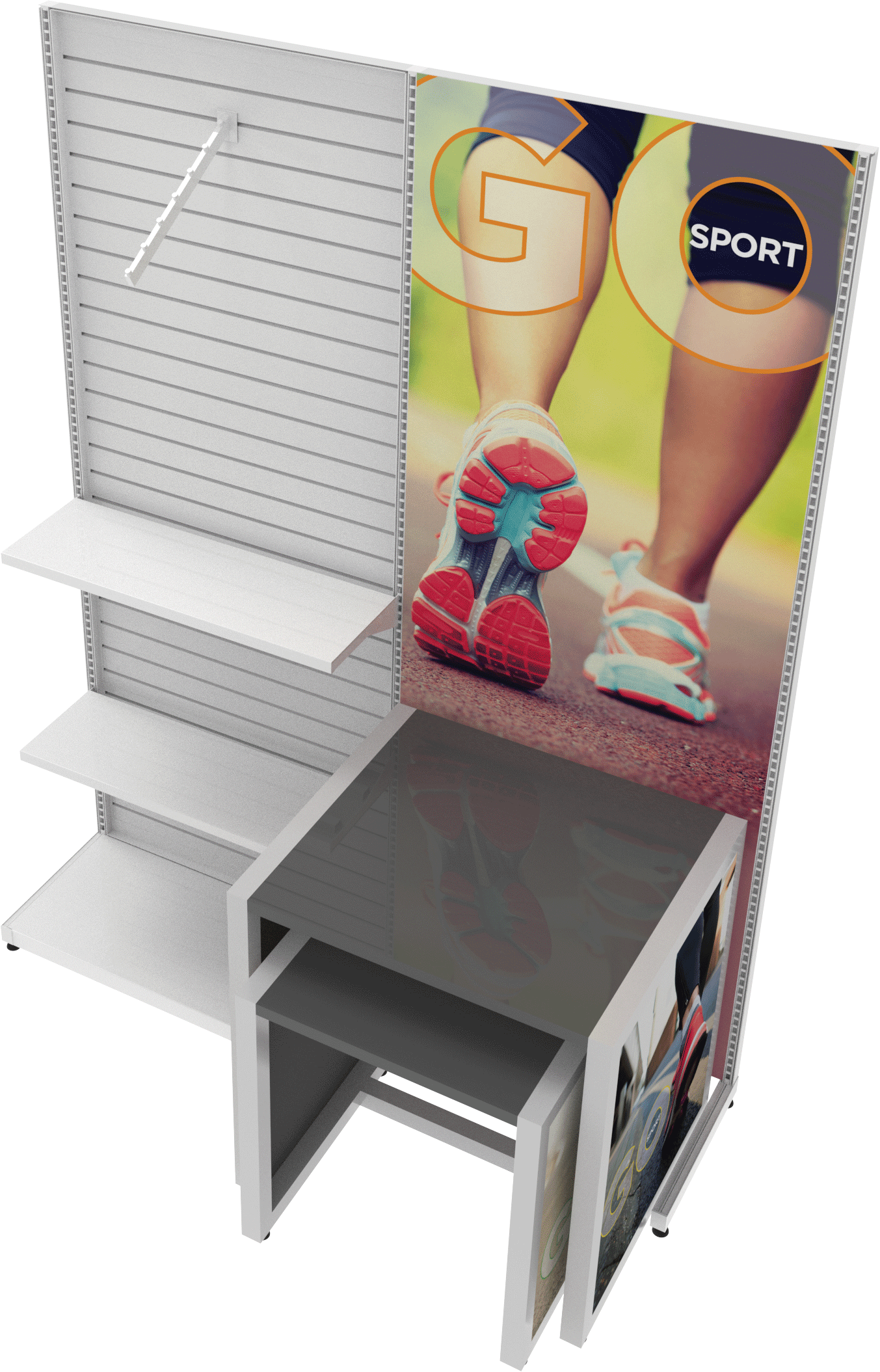 MODIFY Slatwall Stand with Graphics Panel - 74"W x 96"H - Product Display with Graphics