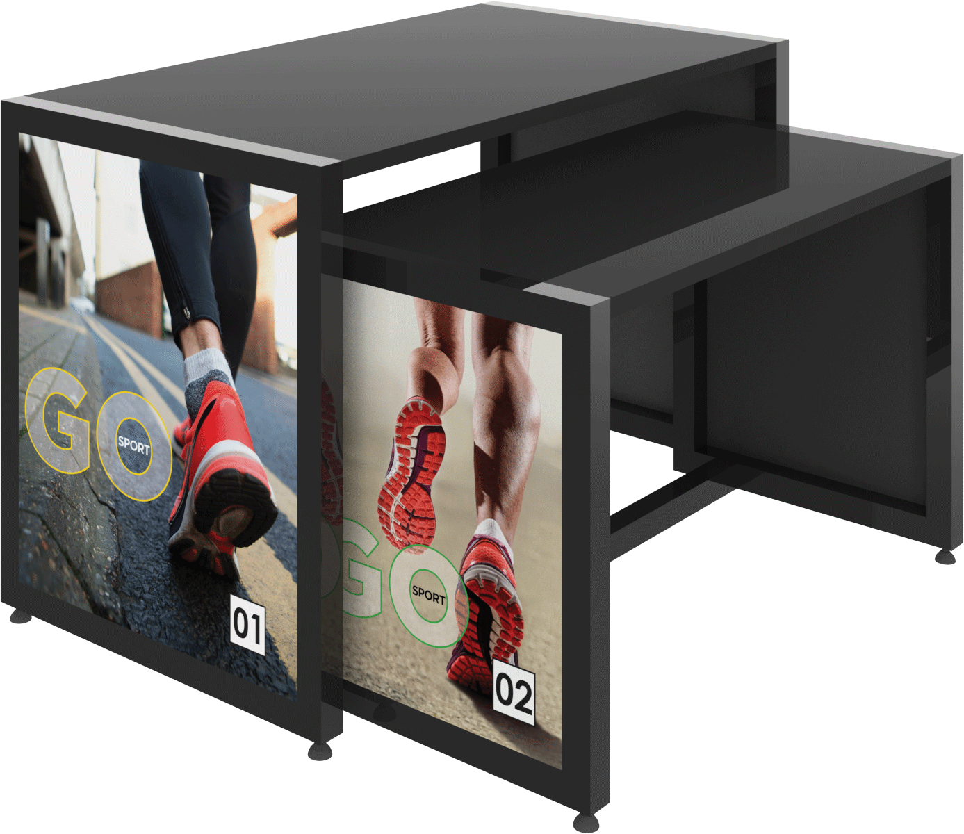 MODIFY Nesting Table 01 - 56"W x 36"H - Product Display with Graphics