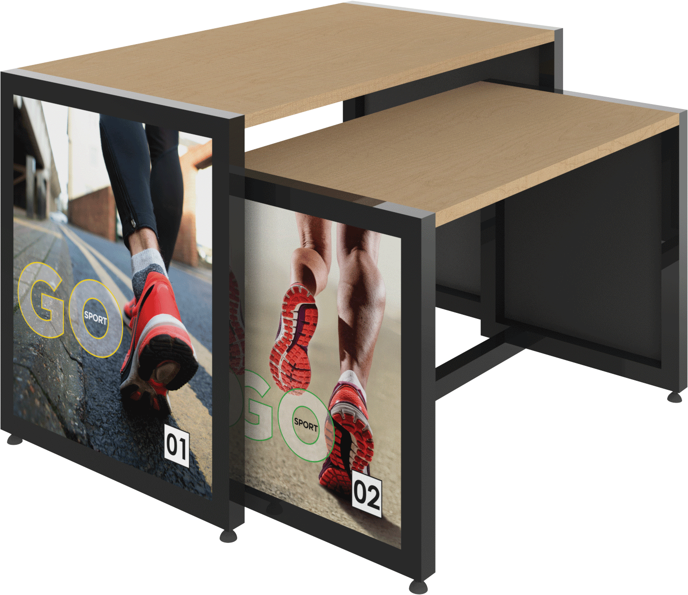 MODIFY Nesting Table 02 - 48"W x 30"H - Product Display with Graphics