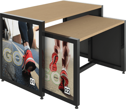 MODIFY Nesting Table 02 - 48"W x 30"H - Product Display with Graphics