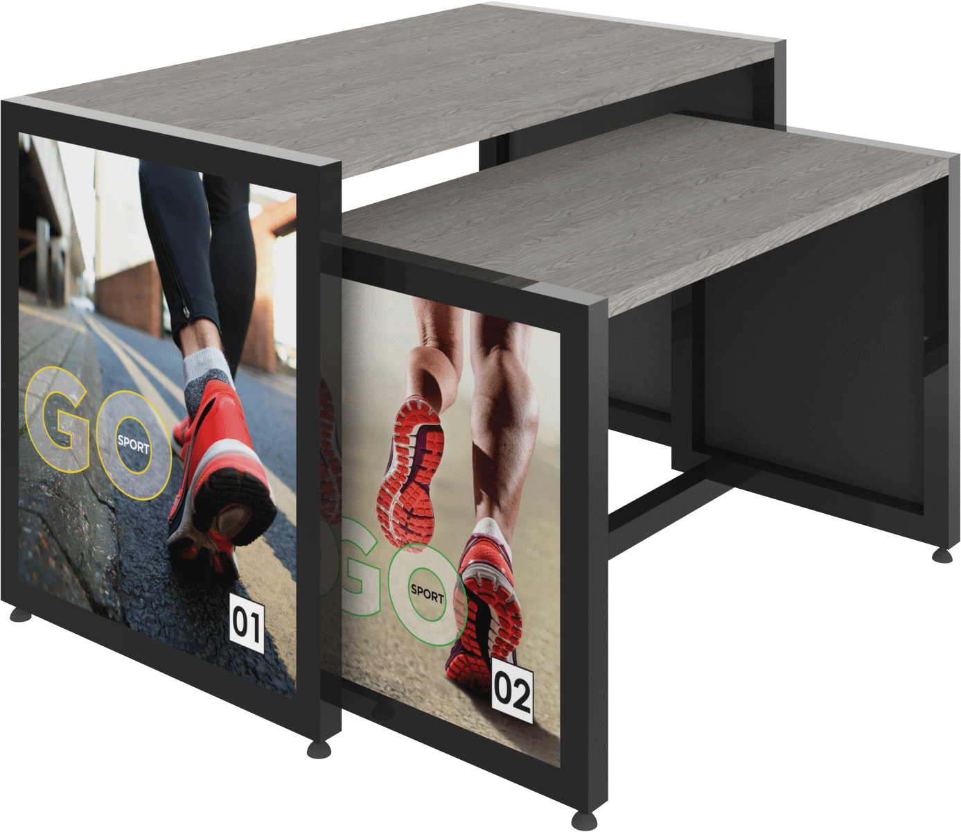 MODIFY Nesting Table 02 - 48"W x 30"H - Product Display with Graphics