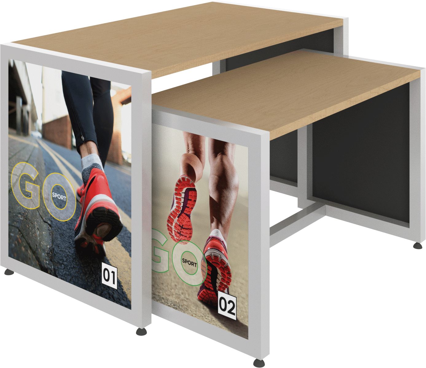 MODIFY Nesting Table 01 - 56"W x 36"H - Product Display with Graphics