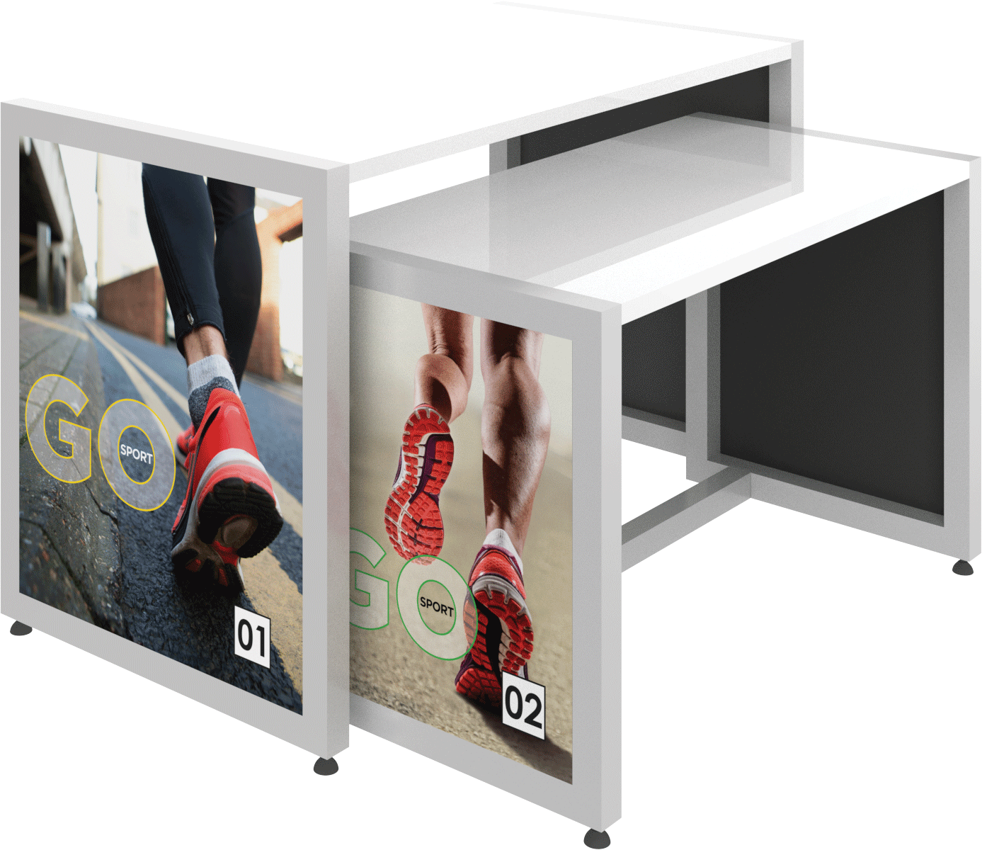 MODIFY Nesting Table 01 - 56"W x 36"H - Product Display with Graphics