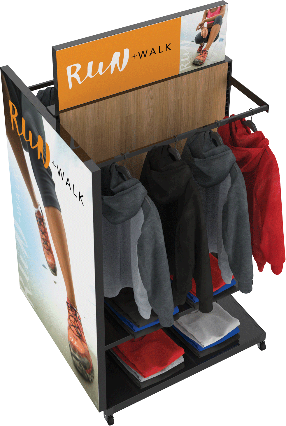 MODIFY Gondola with Three Frames  - 39"W x 61.5"H - Product Display with Graphics