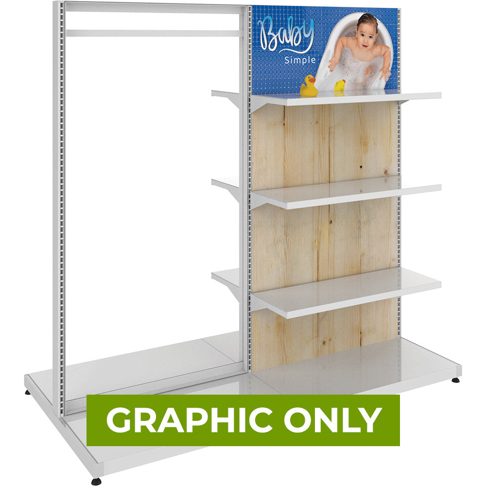 GRAPHIC ONLY - MODIFY Double Sided Display Stand with Shelving and Hanging Apparel - 74"W x 72"H- Replacement Graphic